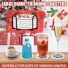 Christmas Coasters Set of 6, Round Ceramic Xmas Coasters with