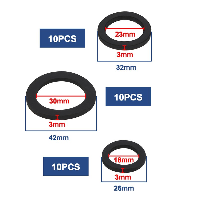 OTOTEC 30Pcs Pipeline Seal Rubber Kitchen Sink Rubber Washer Shower