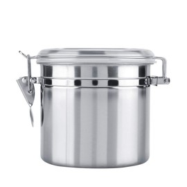 Stainless Steel Coffee Canister, Airtight Ground Coffee Bean Storage Container Keep Bean Fresh Organizer Jars Clear Clamp Lid Large Capacity for Kitchen Organization Pantry Tea Flour Sugar 1100ml