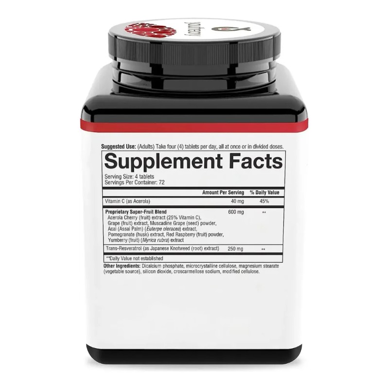 Resveratrol Con Acerola 290 Tabletas Antienvejecimiento