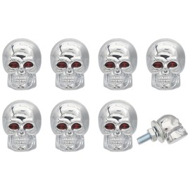 CHGCRAFT Pack of 8 Skull Number Plate Screws Skull Number Plate Frame Set Alloy Funny Number Plate Screws for Motorcycle Car Truck Vehicle Platinum