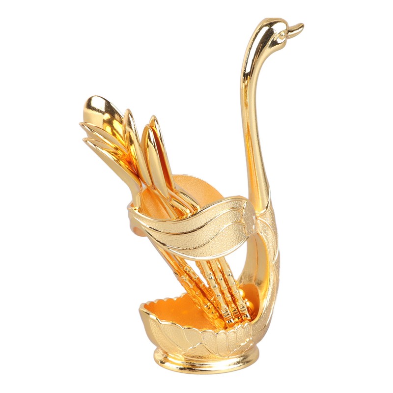 Coffee Spoon Holder Elegant Swan Shaped Alloy Mirror Polish Rich
