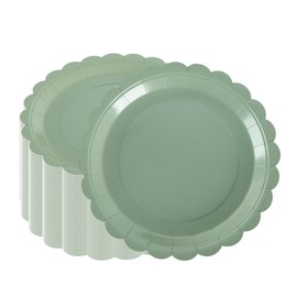 PHUNAT 50PCS Green Party Plates 9''/23cm, Paper Tableware Plates, Sage Green Supplies Decorations for Birthday, Baby Shower, Wedding