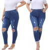 Tulucky Women's Plus Size Boyfriend Jeans Distressed Ripped Denim Pants