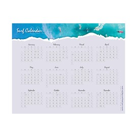 2024 Surf Calendar 20"×16" | Writable Durable Wave Tracker Poster in Kraft Tube