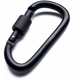 Aluminum Alloy Carabiner Heavy Duty D Ring Clip Hook Locking Carabiner D Shape Keychain Camping Accessories for Outdoor, Fishing, Hiking, Traveling, Fishing, Backpack （Black)