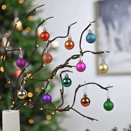 Valery Madelyn Christmas Baubles for Christmas Tree Decoration，49pcs 3cm Rainbow Multicoloured Shatterproof Christmas Ball Ornaments