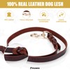 Piuness 100% Real Leather Dog Collar and Leash Set, Premium