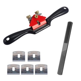 Allazone 10 Inch Adjustable Spokeshave with 5 Replacement Blades, Smoothing Beech Wood Plane, Metal Blade Wood Working Hand Tools for Planing Trimming Wood Working Tools