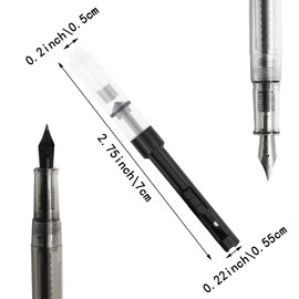 6 Pack Black Universal Fountain Pen Ink Converter, Push in Fountain Pen Ink Converter, Fill InkAbsorber Resistant and Deft Writing and Correction Supplies Pens and Refills(Pull-Out Style)