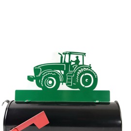 Farm and Ranch Metal Mailbox Topper (CUSTOMIZED Modern Tractor and Driver, Green)