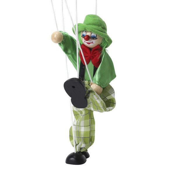 FakeFace Clown Marionette Bambola Pull String Giocattoli Clown Gioco Di Legno Marionette per Bambini Bambola Giocattolo per Bambini Natale Halloween Compleanno Regalo (Giallo)