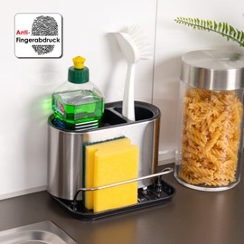 bremermann Sink Organizer with Sponge Holder and Dish Brush Holder, Stainless Steel Sink Organizer
