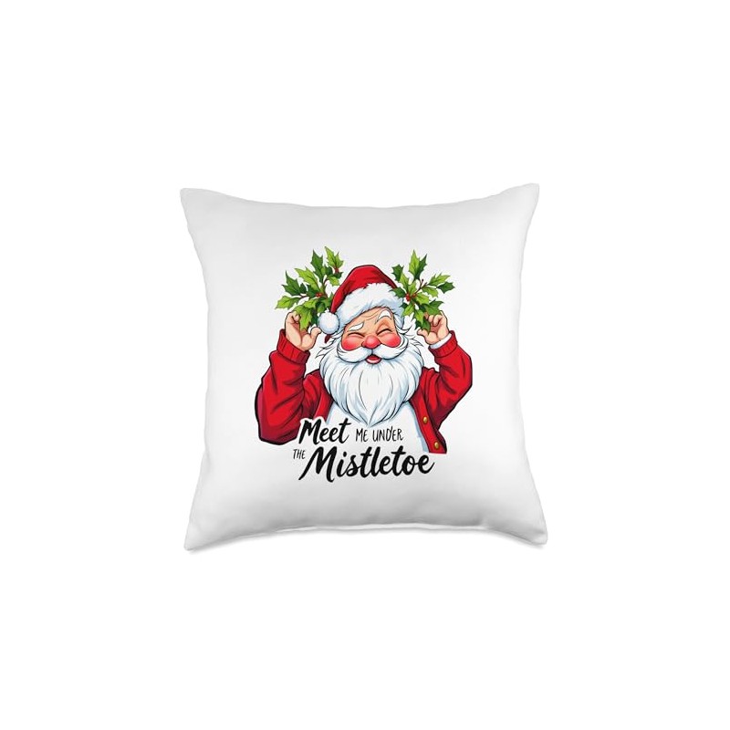 Meet Me Under The Mistletoe Christmas Throw Pillow