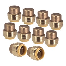 [10-Pack] PROCURU 3/4-Inch PushFit End Cap, Push-to-Connect Plumbing Brass Fitting for Copper, PEX, CPVC, PE-RT Pipe (8X3014-10P)