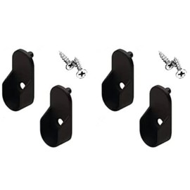 Top Shelf Hardware Premium Oval Wardrobe Closet Rod End Supports Brackets for 15mm x 30mm with Dual Rear Facing 5mm Pins (Black, 4 End Supports)