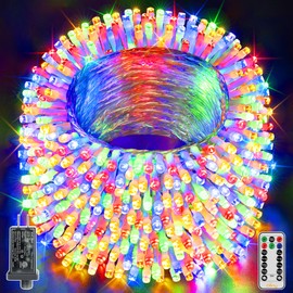 Ollny Christmas Lights Outdoor Waterproof, 1000LED 328FT Super Long String Lights with Remote 3 Timer, Plug in 8 Modes Fairy Light for Outside House Bedroom Xmas Decorations, Multicolor
