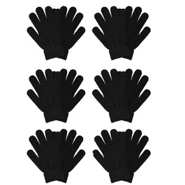 COLEDRE 6 Pairs Winter Magic Gloves for Women Men Knit Black Gloves Cold Weather Thermal Warm Stretchy Gloves Mittens for Running Driving Hiking