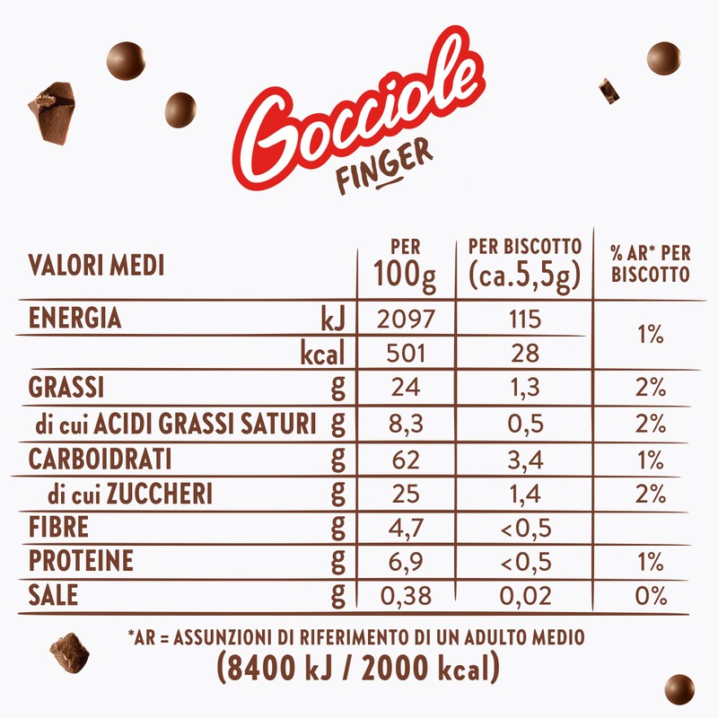 Pavesi Biscotti Frollini Gocciole Finger, Biscotti Snack, Pastafrolla con Base