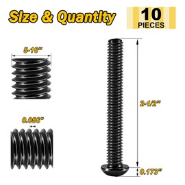 Mywish 5/16-18 x 2-1/2" 10Pcs Button Head Socket Cap Bolts Screws, 304 Stainless Steel 5/16 Bolts, Allen Drive Furniture Screws, Black Oxide & Hex Spanner