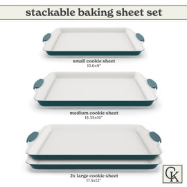 Country Kitchen Nonstick Stackable Bakeware Set - Heavy Duty, Durable, Easy Release Baking Set, Sage, 4 Pcs