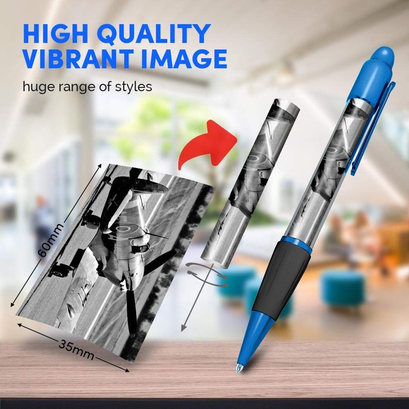 1 x Blue Ballpoint Pen (Black Ink) - Vintage Spitfire
