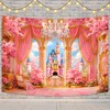 Pink Princess Castle Garden Floral Flower Cherry Fairy Photography Backdrop