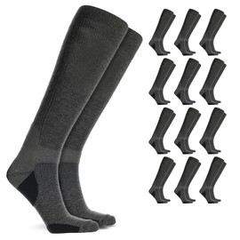 Doctor’s Choice Over-the-Calf Compression Socks for Women, Arch & Heel Padding, 12 Pair Pack, Large, (Charcoal)