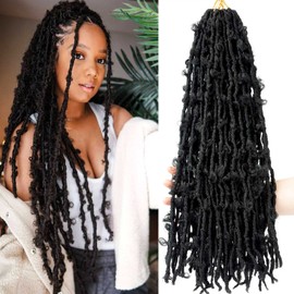 Ahrencan Butterfly Locs Crochet Hair 24 Inch 6 Packs Soft Pre Looped Distressed Faux Locs Crochet Hair For Black Women, Long Butterfly Locs, Prelooped Synthetic Braid Hair(24inches,6packs,1B#)