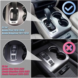 HIRUFAIT Gear Shift Panel Cover Trim for Honda Pilot 2016-2020/ Honda Ridgeline 2017-2019, ABS Automotive Center Consoles Cup Holder Cover Protector Accessories (Matte Black)