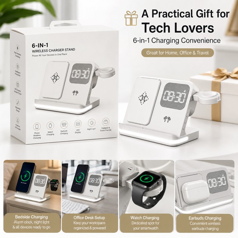 6-in-1 Wireless Charging Stand for Multi-Device Charging – Fast Dock