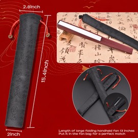 12 Pack 13inch Long Folding Hand Fan bags,Black (Fan bags Black-13in-12p)