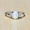 Exquisite Women's 925 Sterling Silver Ring Oval Cut Fire-Opal Diamond