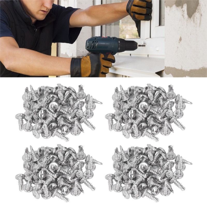 200PCS Self Drilling Screws 304 Stainless Steel Round Head Drill