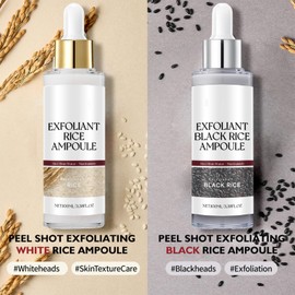Black Rice Ampoule with Sponge, Black Rice Face Exfoliator, Exfoliating Toner For Face - Pore Minimizer Soft Exfoliatin-g Body Scrub Dead Skin Cells, Blackhead Remover for All Skin Type