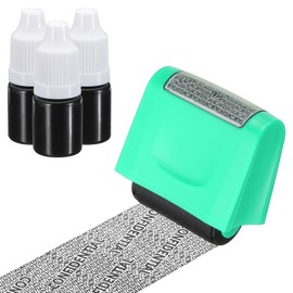 PATIKIL Identity Theft Protection Roller Stamp, 1.7" Confidential Roller Stamp Privacy ID Police Stamp Roller for Security ID Address with 3Pcs Refills, Green