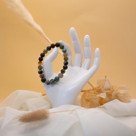 H&H Spirit Jewerly Indian Agate Natural Gemstone Bracelets Natural Stones Ball Bracelet 8 mm Beads for Men and Women, Gemstone, Semi-precious stones