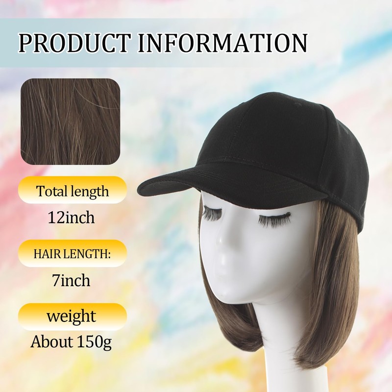 Doremi Wig Hat Synthetic Hat with Hair Adjustable with Hair