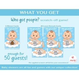 Party Hearty Delightful Baby Shower Fun - 50 Hilarious Poopie Scratch-Offs - Ideal for All Genders