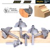 Akylin 6pcs Classical Cove Router Bit Set,1/4" Shank Cove &