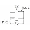 SANEI JT700-1-20X13 [Gunmetal Hex Nipple] Screw Diameter R3/4 x R1/2