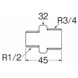 SANEI JT700-1-20X13 [Gunmetal Hex Nipple] Screw Diameter R3/4 x R1/2 with POS