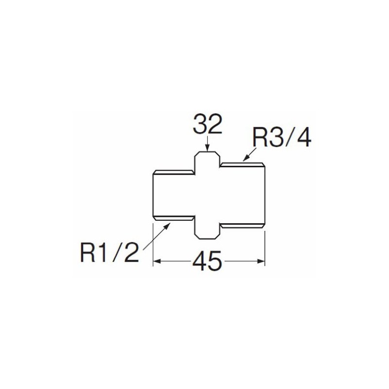 SANEI JT700-1-20X13 [Gunmetal Hex Nipple] Screw Diameter R3/4 x R1/2