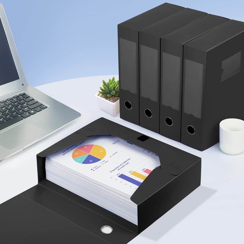 DONGLI 4 Pack Box Files A4,Plastic Filing Box,75mm Spine,A4 Boxes