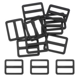 PATIKIL Metal Tri-glide Slide Buckle 25mm, 10 Pcs Zinc Alloy Adjuster Sliders Webbing Strap Fasteners for Bag Belt Dog Collar Harness Backpack, Black