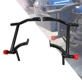 HDBUBALUS Motorcycle Saddle Bag Guards Crash Bars + Decorative wheel Fits for Harley Touring Street Glide Road King Electra Glide 2009-up (Red Decorative Wheel)