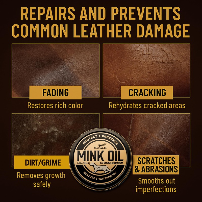 4-in-1 Mink Oil Leather Conditioner Kit – 3.52oz Waterproof Paste