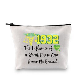 PXTIDY Chi Eta Nursing Sorority Gift The Influence Of a Great Nurse Can Never Be Erased Makeup Bag Eta Phi Paraphernalia Gifts