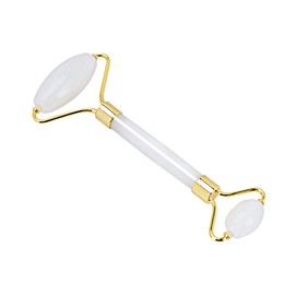 Minkissy 2pcs Jade Roller and Massage Stick for Skin Care Natural Stone Facial Massager for Beauty Routine Lightweight and Portable Facial Massage Tool Green White