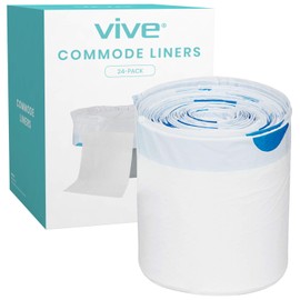 Vive Commode Liners with Absorbent Pads - Portable Toilet Bedside Chair Replacement Bags - Disposable Porta Potty Liners for Bariatric Standard Arm 3 in 1 Folding Buckets - Leakproof, Universal Fit